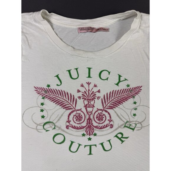 Juicy Couture Y2K XL White Shirt Womens Streetwear Hype Designer Art Tee - Picture 3 of 11